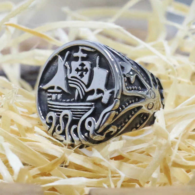 Tanio Vintage Gothic męskie pierścienie Viking ze stali sklep