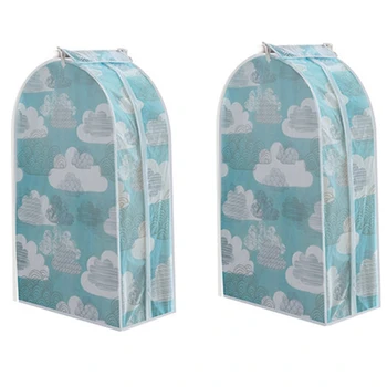 

2Pcs Storage Bags Clothes Protector Suit Coat Dust Cover Protector Clothing Storage Bag Family Home Hanging Organizer