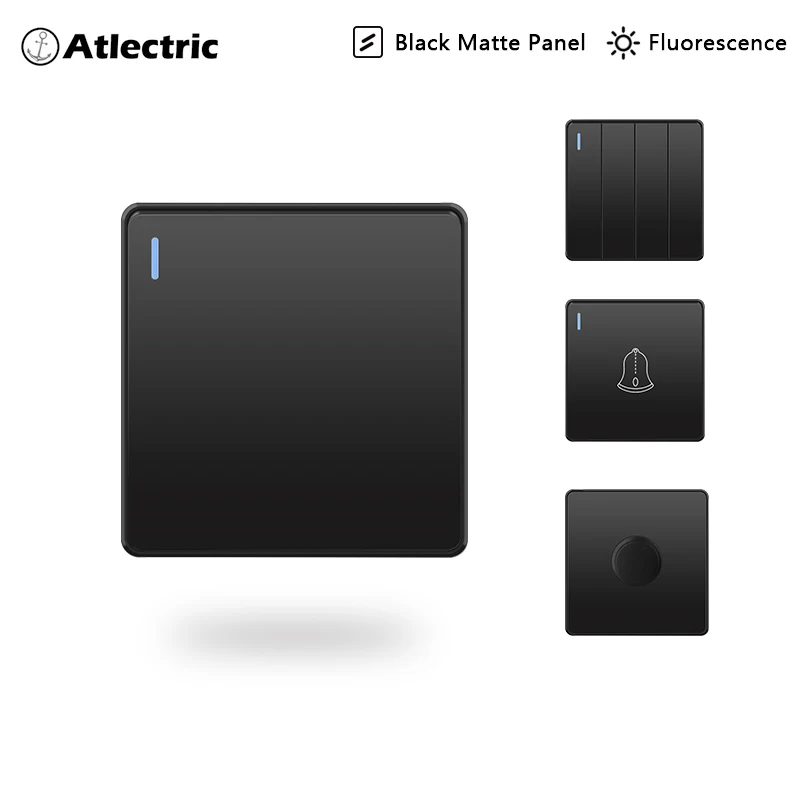 Atlectric светильник настенный выключатель черная матовая искусственная кожа с