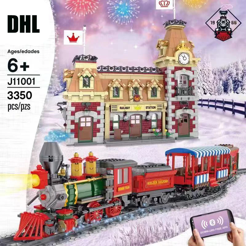 

3350pcs J11001 DIsneyed Train And Station Compatible lepining 71044 Building Bricks Educational Toy Christmas Best Xmas Gifts