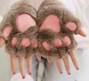 New Women Cute Cat Claw Paw Plush Mittens Warm Soft Plush Short Fingerless Fluffy Bear Cat Gloves Costume Half Finger Party Gift ► Photo 1/6