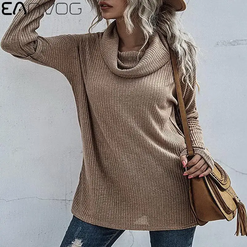 

Solid Color Stacking Collar Casual Mid-length Sweater Fashion Ladies Casual Jumper Autumn And Winter Loose Pullover Tops