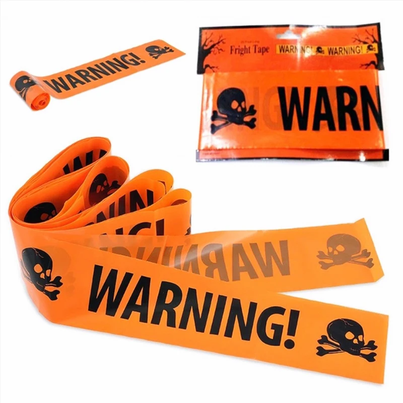 

Halloween Warning Tape Signs Party Caution Danger Warning line Isolation Belt Sign Halloween Window Props Halloween Decoration