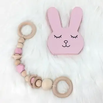 

4 Pcs/set Nordic Wooden Training Gripper Hanging String Children Room Decoration Toy Baby Fitness Rack Pacifier Chain 23GD