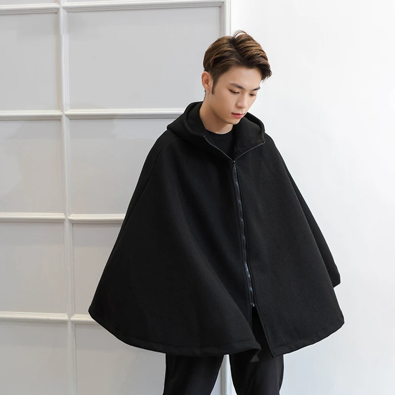 M-4XL woolen cape coat men's bat-type autumn and winter hooded coat men's hoodie coat men's woolen cape cape tide M-4XL woolen cape coat men's bat-type autumn and winter hooded coat men's hoodie coat men's woolen cape cape tide