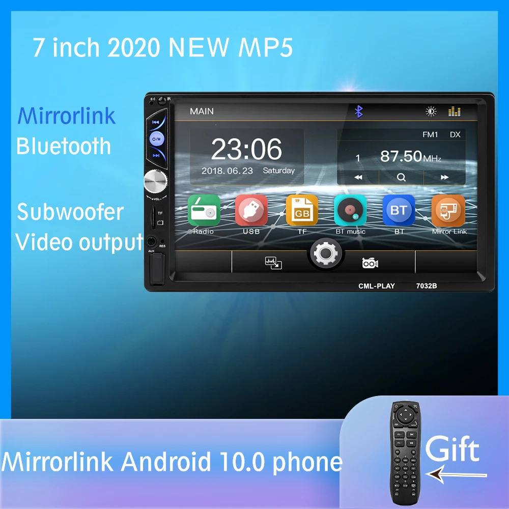 Автомагнитола 2DIN с сенсорным экраном 7 дюймов MP5 плеер поддержкой mirrorlink под