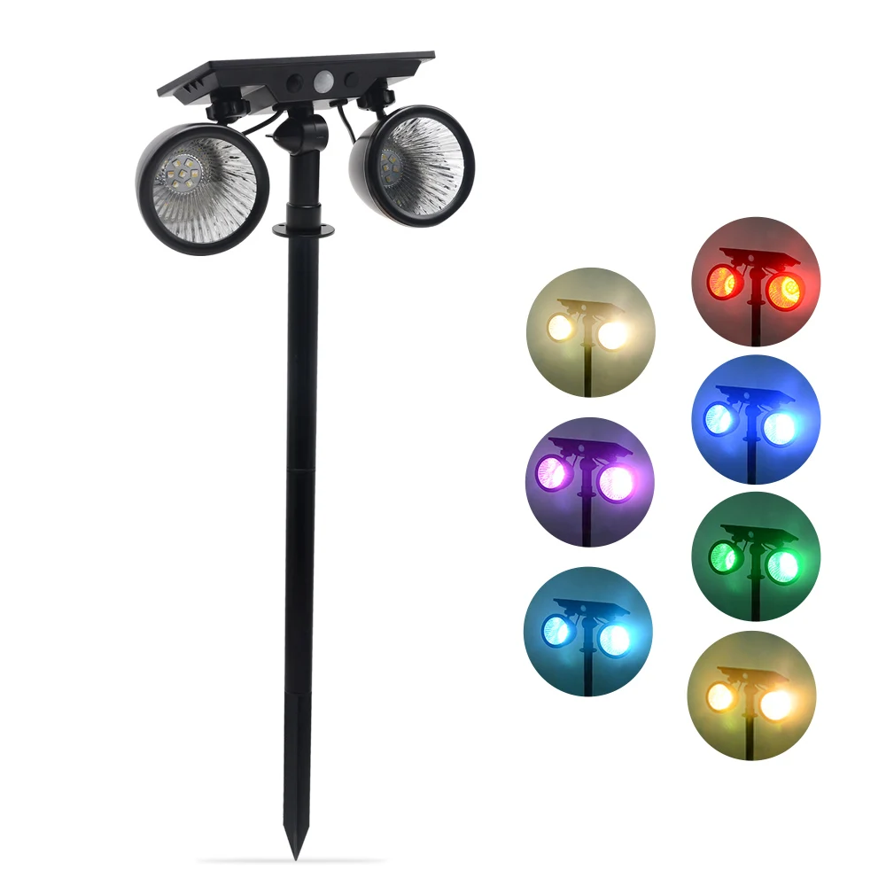 

Solar Outdoor Light PIR Motion Sensor Lamp Super Bright Security Wall Dual Head Spotlights light