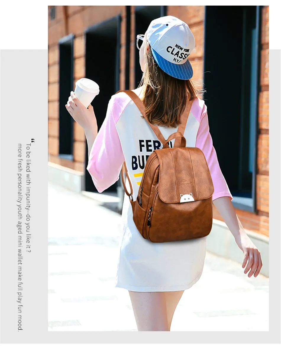 Boutique ladies travel backpack Multifunctional leather backpack Sac a Dos Student bag Women's Mochilas feminina shoulder bag
