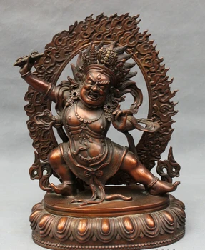 

USPS to USA S1242 11" Tibet Pure Bronze Buddhist Dorje Vajrapani Mahakala Buddha Dharmapala Statue