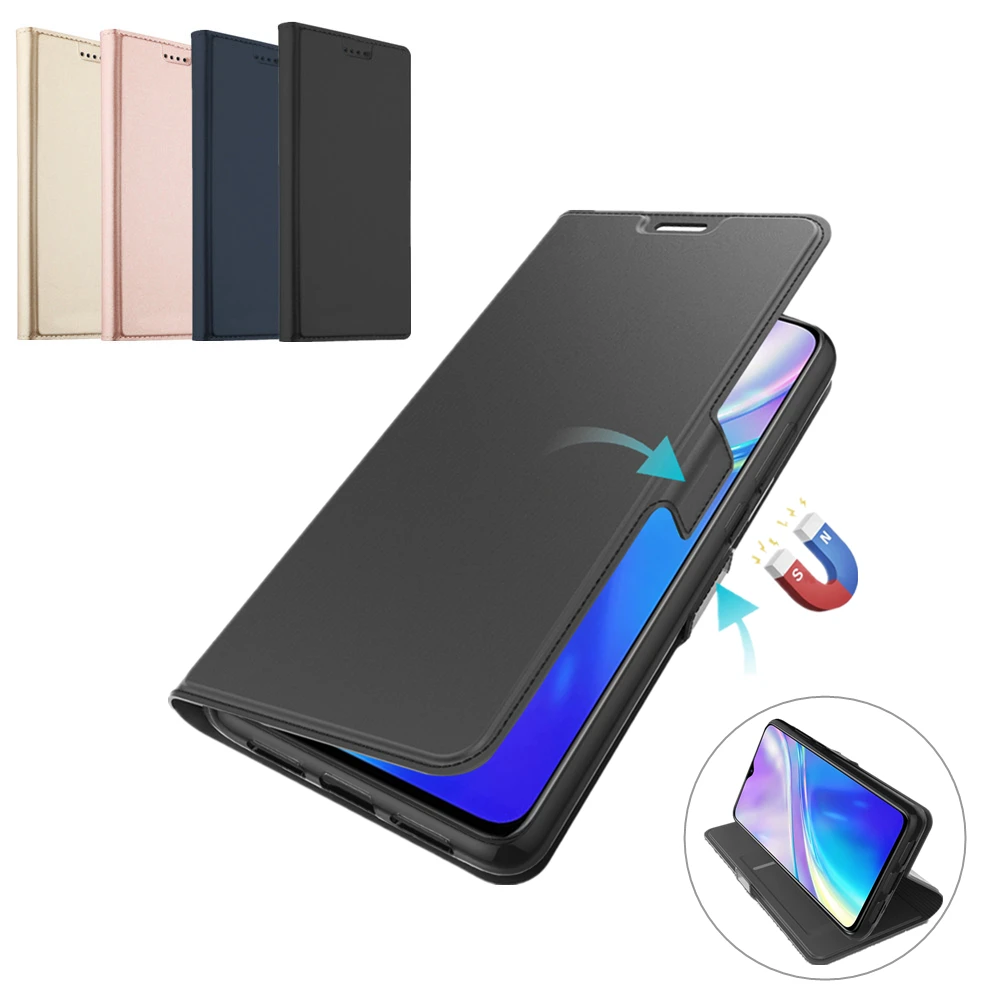 

For Oppo Realme XT Case Luxury PU Leather Flip Stand Shockproof Wallet Cover For Oppo A9 (2020) Case Card Slot Business