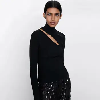 

Autumn Winter Long Sleeve Shirt Women ZA Clothes 2019 New Fashion Slim Shirts Top High Collar Long Sleeve Openwork Tops