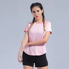 Быстросохнущая футболка для фитнеса, бега, занятий спортом, Женская Облегающая рубашка для йоги, дышащий Топ для тренировок, одежда с коротким рукавом, женские футболки