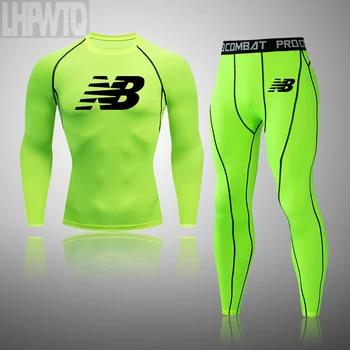 

Men Thermal underwear winter long johns 2 piece Sports suit Men's Compression leggings Quick dry t-shirt long sleeve jogging set