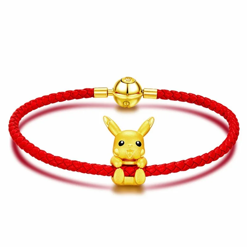 pikachu pendant 2 OMHXZJ CA314 Европейская мода прекрасный подарок на день рождения мультфильм браслет с духом DIY аксессуары 24 К золотой кулон Шарм - Цвет камня: pikachu pendant 2