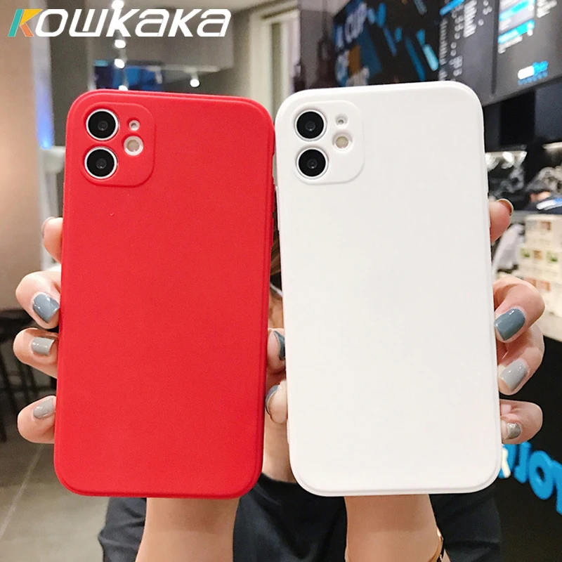 Цветной квадратный силиконовый чехол Soild для телефона iPhone 11 Pro Max XS 12 Mini XR X 6 6S 7 8 Plus