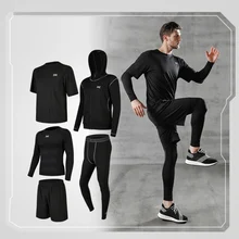Мужской спортивный костюм спортивные колготки тренировочный костюм компрессионная Одежда Для Бега Фитнес Спортивная одежда для бега ММА милый костюм спортивный костюм