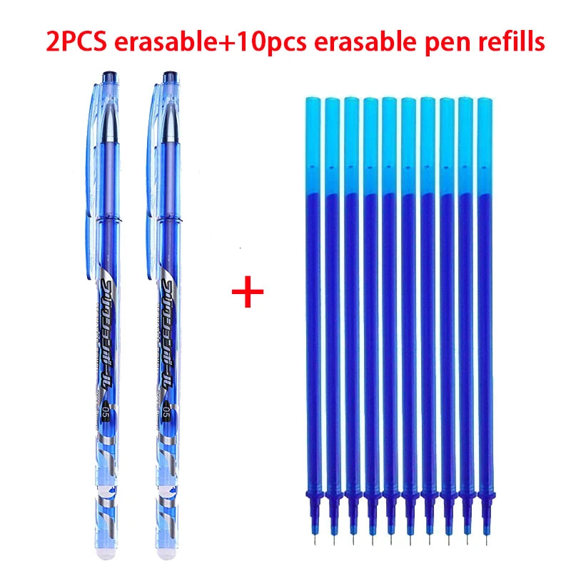 2+ 10 шт/набор 0,5 мм синие Черные чернила гелевая ручка стержень со стираемыми чернилами стираемая ручка моющаяся ручка школьные канцелярские принадлежности - Цвет: 9