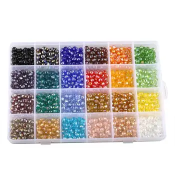 

24 boxed combination 6mm flat bead crystal loose beads 1200 pieces in one box beaded material DIY jewelry beads