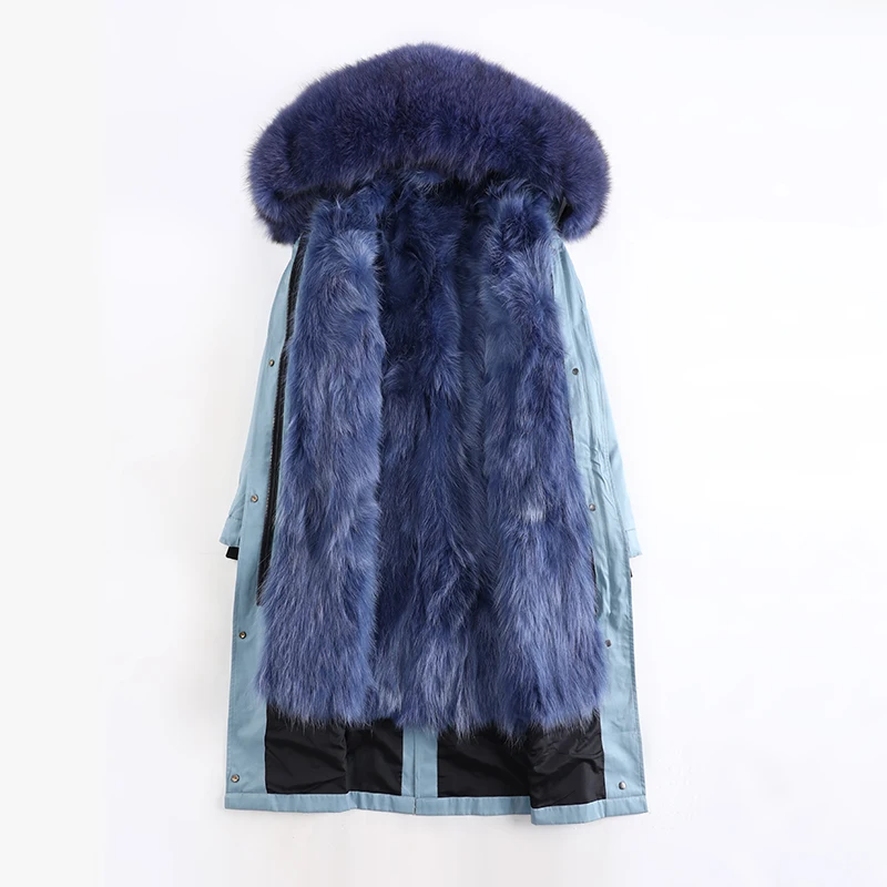 Winter New Fashion Real Fox Fur Collar Parkas Women Fashion Rabbit Fur Liner Coats Women Waterproof Jackets Female Ladies