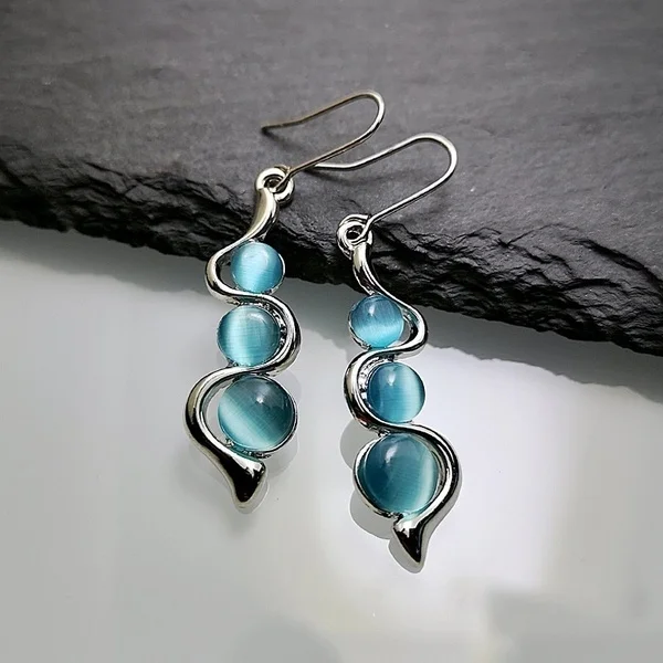 

Boho Style Silver Color Blue Crystal Dangle Earrings for Women Anniversary Gift Engagement Party Earrings Christmas Gift