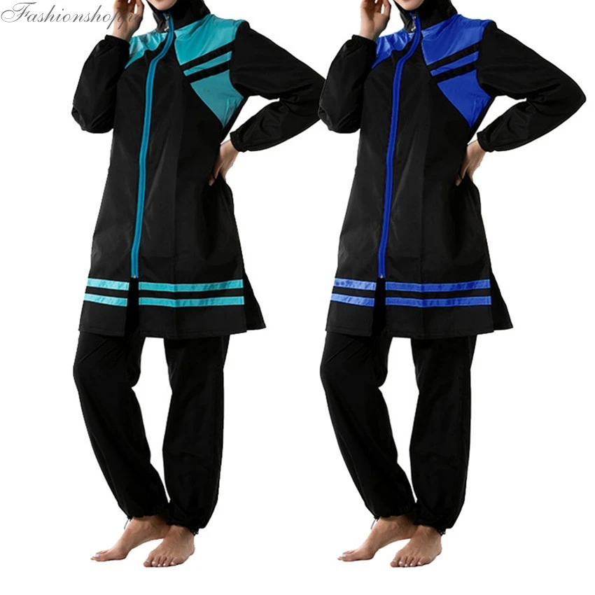 

Women Plus Size Muslim Swimwear Hijab Muslimah Islamic Swimsuit Swim Surf Wear Sport Burkinis M-3XL