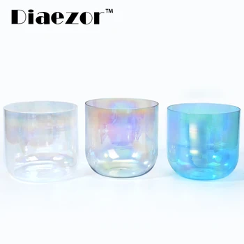 

Diaezor 432Hz 6 Inch Color Clear Cosmic Light Chakra Crystal Singing Bowl For Meditation with hollow suede stick & o-ring
