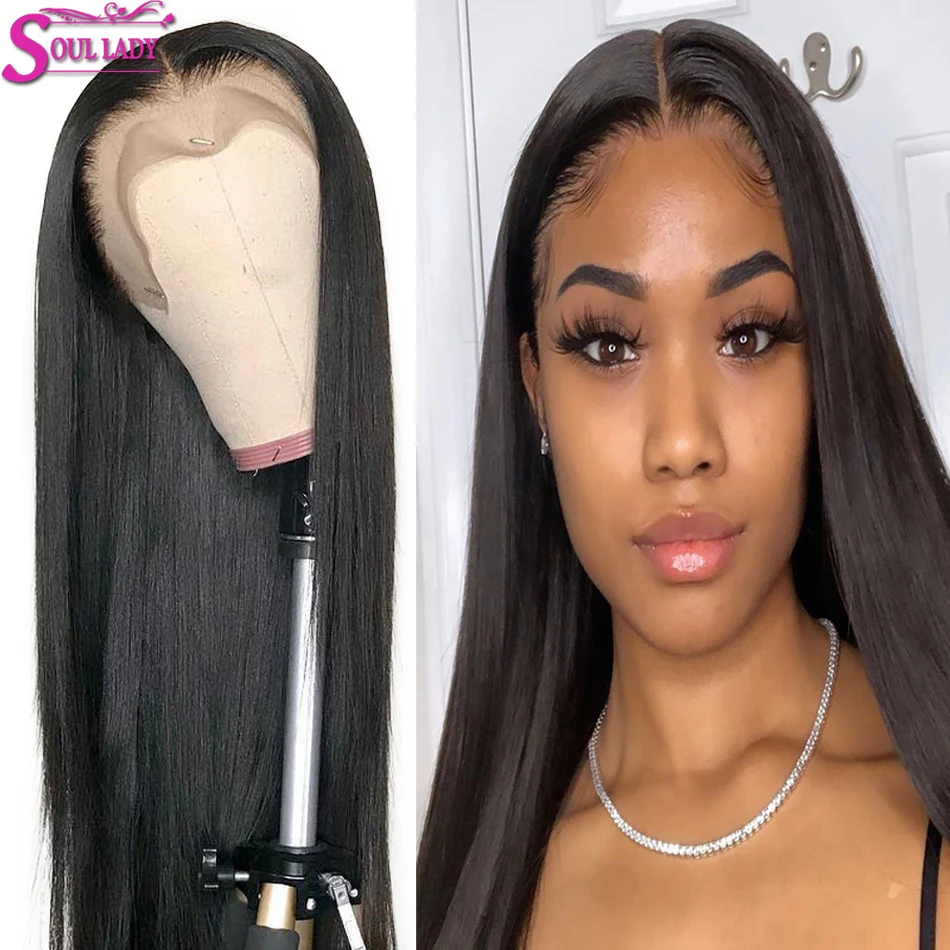 Soul Lady Glueless кружевные передние человеческие волосы прямые парики Remy Малазийские