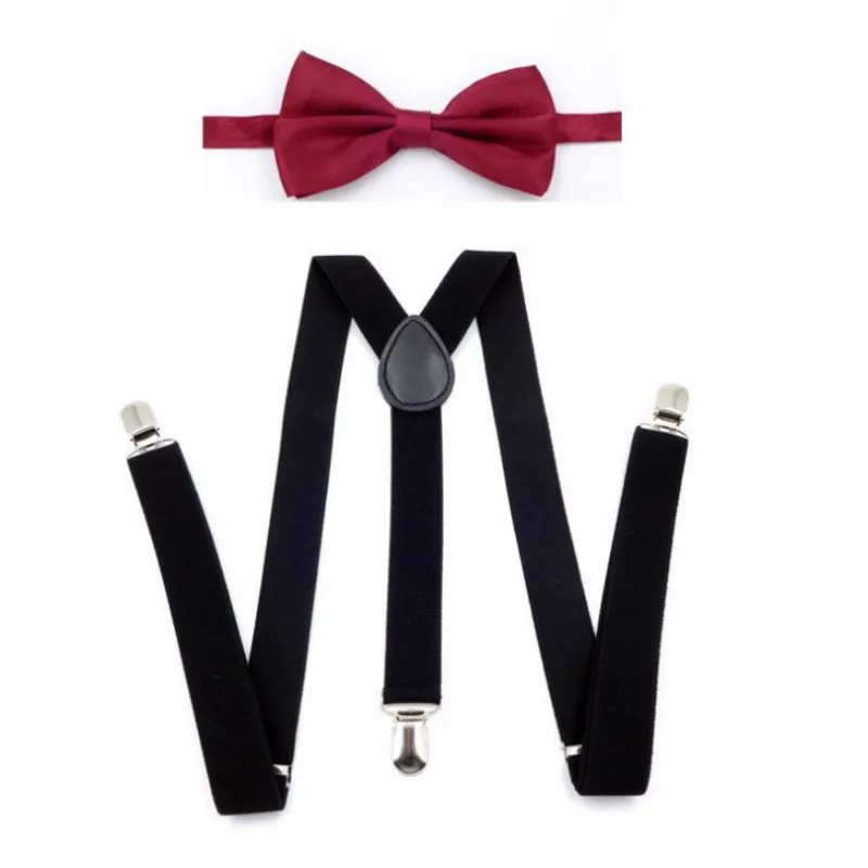 WineBow Suspender Красные подтяжки с галстуком-бабочкой для мужчин, подтяжки для женщин и мужчин, подтяжки для брюк темно-синего цвета Erkek Jartiyer Szelki Do Spodni - Цвет: WineBow Suspender