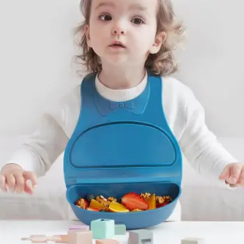 

Silicone Baby Bib Toddler Feeding Saliva Towel Waterproof Soft Cloths Detachable Bibs Adjustable Infant Aprons