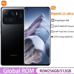 New Original Xiaomi Mi 11 Ultra 5G Smartphone 12GB+256GB Snapdragon 888 Eight Core 50MP 120HZ Curved Screen 67W Fast Charge NFC