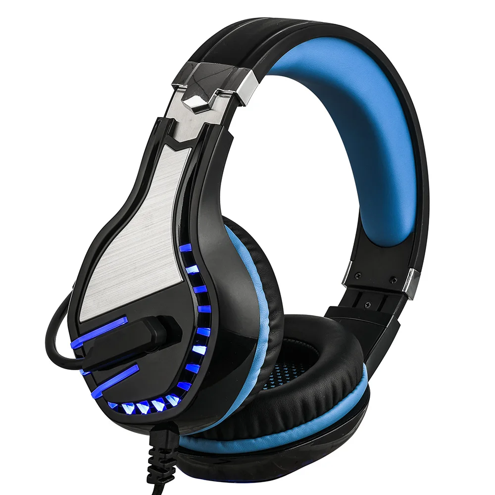 Wired Headphone with Mic Volume Control LED Headphones Game Over Ear Gaming Headset Compatible with PS4 Computer Tablet PC