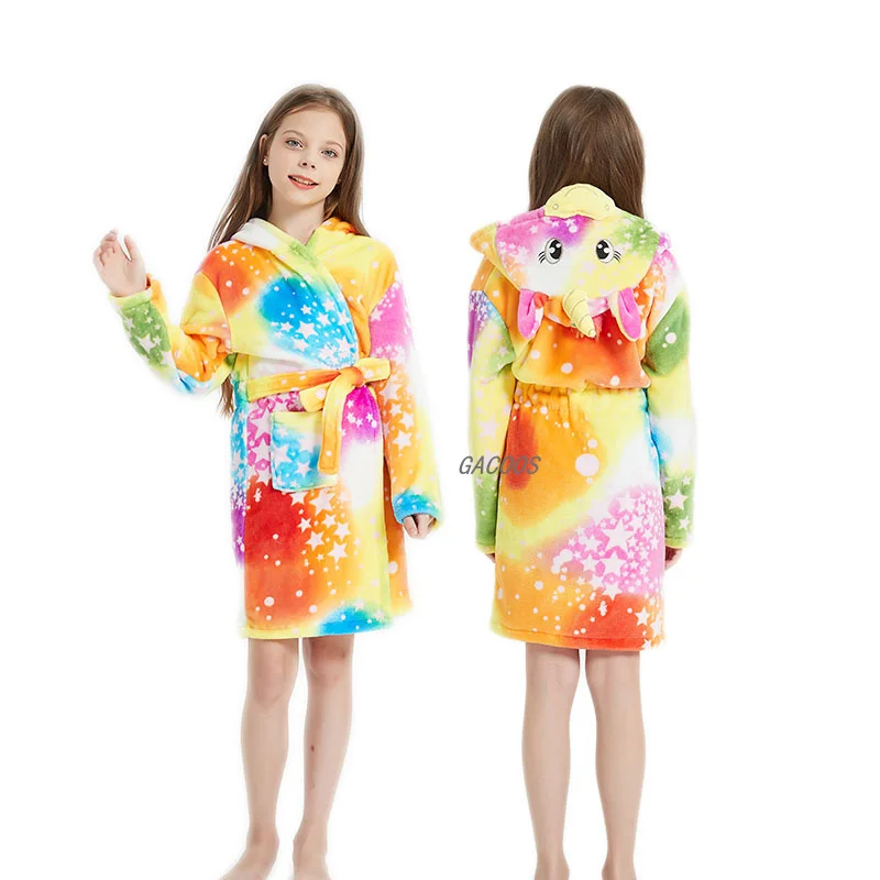 Winter Unicorn Hooded Robes Children Bathrobes Kids Star Bath Robe Homewear For Boys Girls Pyjamas Nightgown Kids Sleepwear Robe