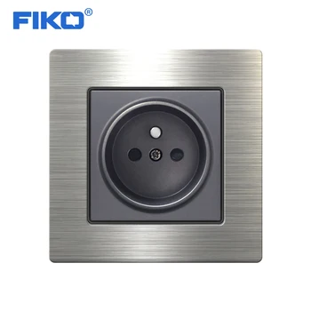 

FIKO Eu Standard French Wall Sock 16A wall Electric Socket ,stainless steel panel Luxury Power Outlet Enchufe 86mm*86mm