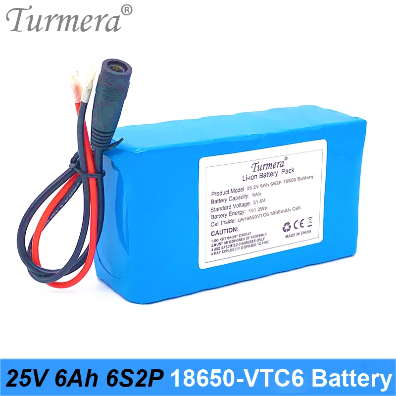 Turmera 25V 6Ah 18650 Battery Pack Use VTC6 3000mAh 30A for 6S2P with Balanced BMS for 25V Electric Tool and Medical Device Use 05