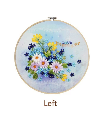 Hand Embroidery DIY Ribbon Materials Package Novice Embroidery Flowers Vintage Cross-Stitch Cloth With Frame Living Room Decor - Цвет: L