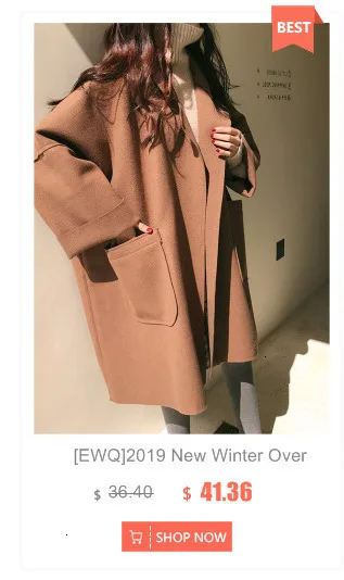 [EWQ] Осень-зима, новинка, Толстая теплая Длинная Верхняя одежда в Корейском стиле с длинным рукавом и отложным воротником размера плюс, шерстяное пальто QL286