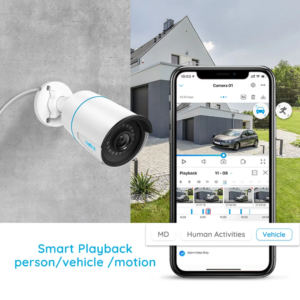 US $51.83 Reolink Smart IP Camera 5MP PoE Outdoor Infrared Night Vision Bullet Camera Featured with PersonVehicle Detection RLC510A