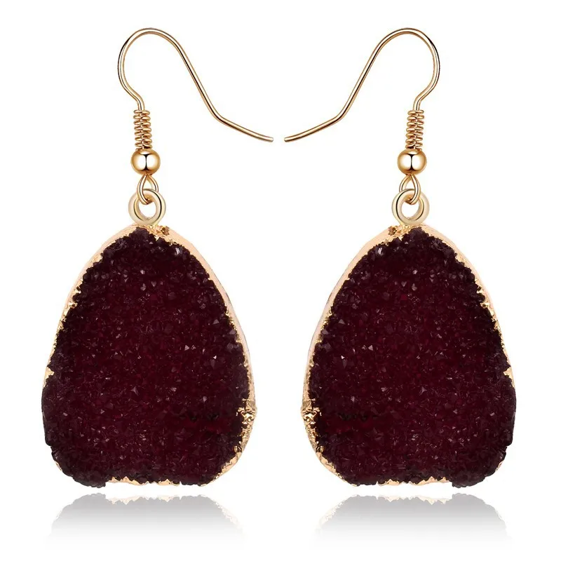 Fashion Druzy Pink Resin Earrings Water Drop Earrings For Women Jewelry Pendientes Mujer Gifts For Women Accessories (5)