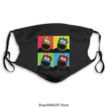 

Sesame Street Mens mask - Cookie Monster Four Colored Neon Box Image Cartoon mask men Unisex New Fashion mask Washable Win pm2.5