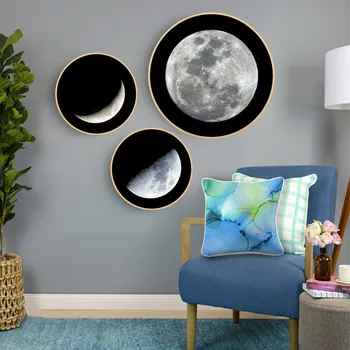 

Simple Style Canvas Modern Moon Round Home Decor Wall Art Painting Pictures Printing Nordic Modular Artwork Poster Living Room