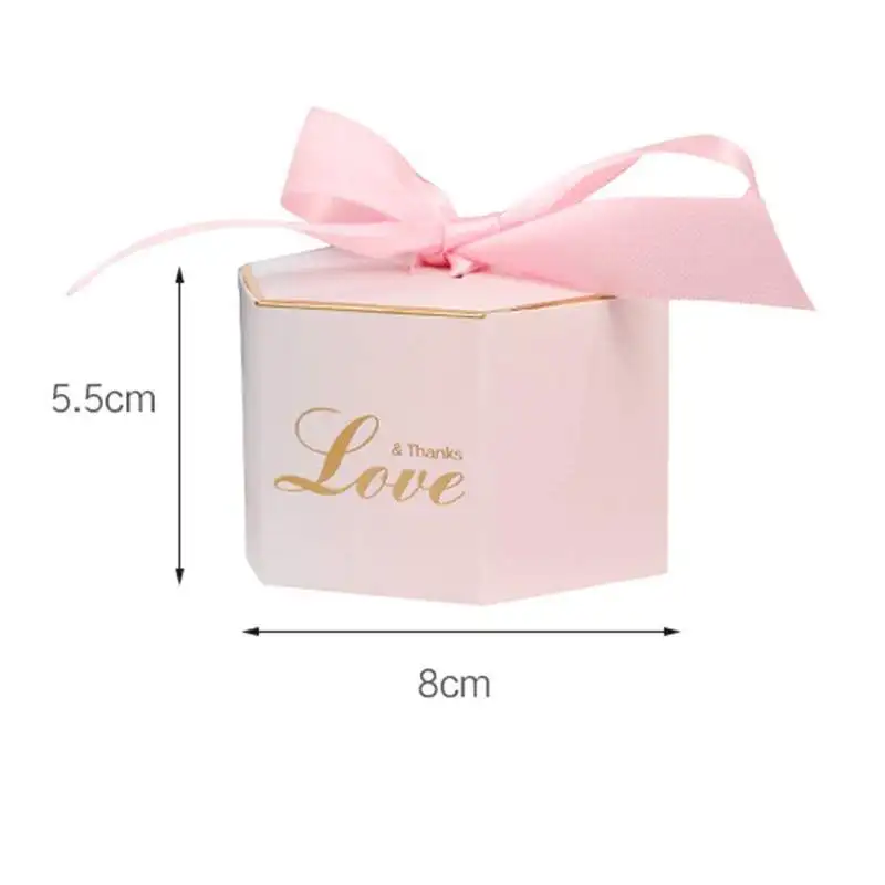 Креативная Шестигранная розовая постепенная коробка для конфет, свадебные сувениры, коробка для конфет, подарочные коробки, день рождения, вечеринка, детский душ, свадебное украшение