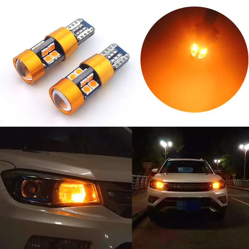 

1pair Amber Car Position Parking City Lights T10 168 194 2825 W5W 19SMD LED Bulb Orange High Quality