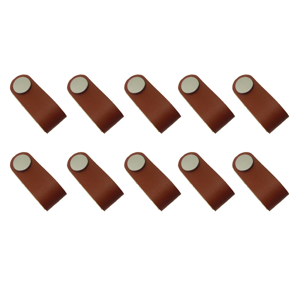 10x PU Leather Handles Cabinet Drawer Dresser Closet Replacement Suitcase Handle Pulls