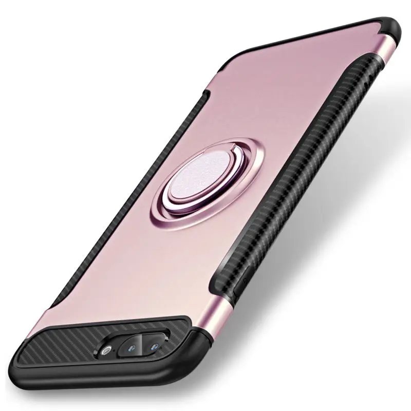 Универсальный магнитный автомобильный держатель чехол для iPhone X 7/8 Plus чехол 360 Вращающийся палец кольцо чехол для телефона - Цвет: For 7plus 8plus