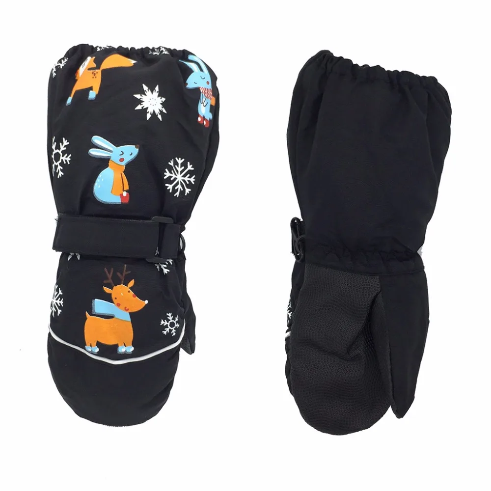 1 пара, новые зимние Детские утепленные лыжные перчатки с рисунком оленя и кролика детские ветрозащитные водонепроницаемые Нескользящие варежки с длинными рукавами