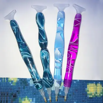 

Hand Painted Resin Diamond Point Drill Pen 5D DIY Diamond Painting Tools Embroidery Handmade Fancy Diamond Punch Pen Paint Pen