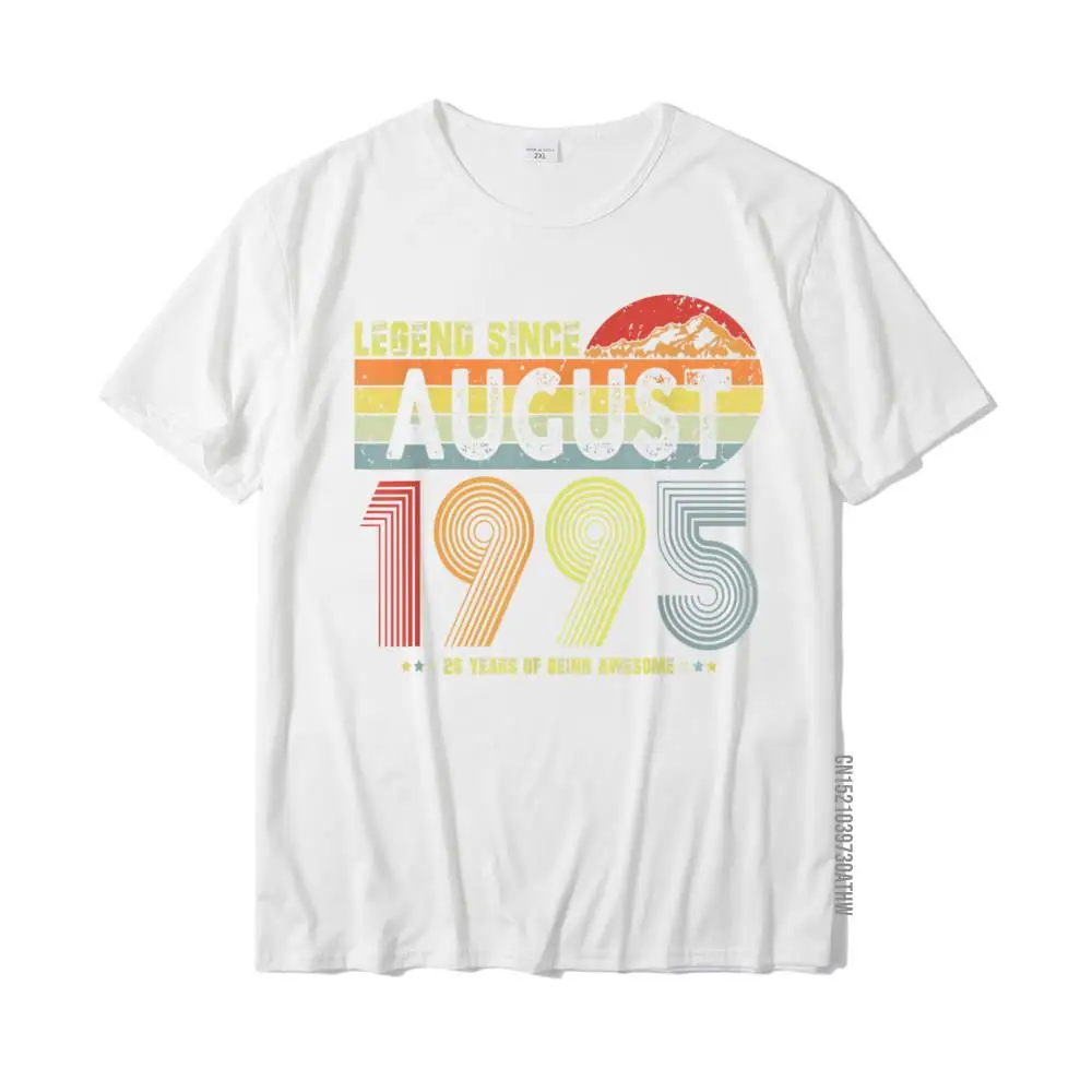 100% Cotton Fabric Men's Short Sleeve cosie T-Shirt Europe Tops Shirts New Arrival Camisa Round Neck T Shirt Wholesale 26th Birthday Legend Since August 1995 Vintage 26 Years Old T-Shirt__MZ19754 white