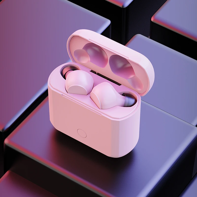Розовый Bluetooth V5.0 TWS наушники беспроводные наушники Hifi тяжелый бас стерео спортивные гарнитуры с Charing Box для iPhone Xiaomi huawei - Цвет: Розовый