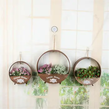 

Nordic Retro Style Wall Hanging Flower Pot Fashionable Handmade Wooden Flower Basket for Home Decoration 30cm/25cm/20cm