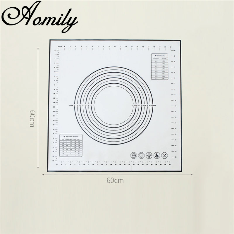 Amoliy 60x60cm Thickened Non-Stick Silicone Baking Mat Kneading Pad Rolling Dough Pad Kitchen Pastry Bakeware Line Bakery Tools